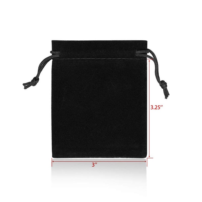 BCP BLUECELL Pack of 20pcs 3" X 4" Velvet Drawstring Cloth Jewelry / Gift / Headphones Bag / Pouches (Black) - Image 2